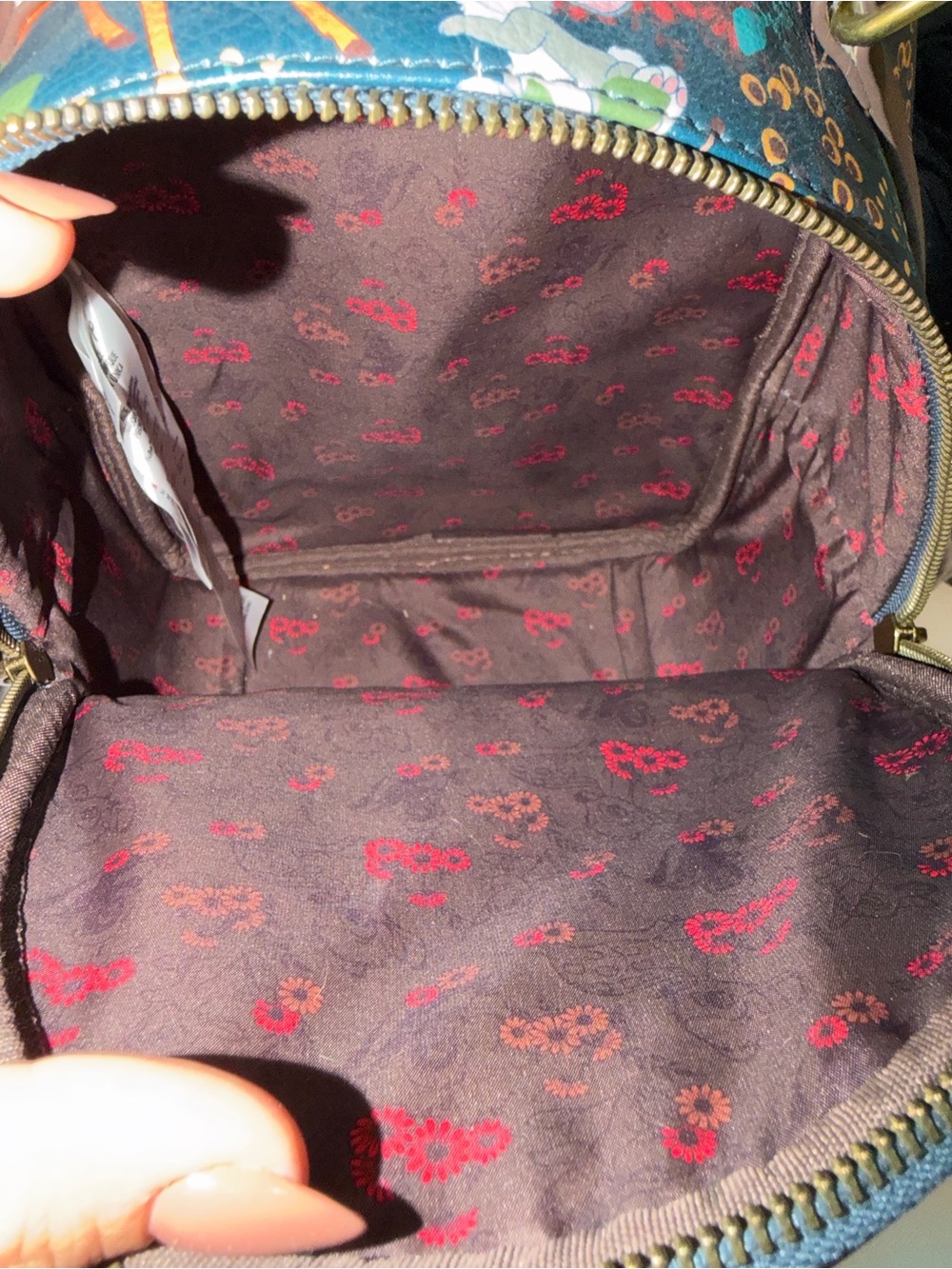 Loungefly Floral Bambi Mini Backpack in Teal and Brown - Picture 3 of 3